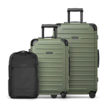 Black travel bundle featuring the Carry-On Closet Original, Check-In Closet Original, and Venture Backpack.